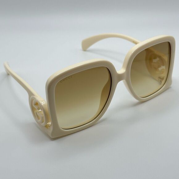 BRAND NEW GUCCI GG1326S 002 Ivory/Brown Women Sunglasses - Picture 6 of 14